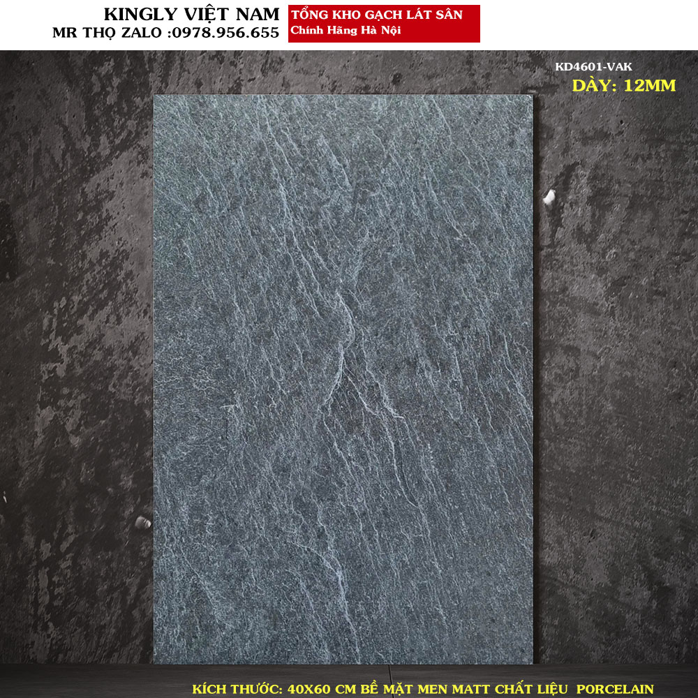 Gạch lát sân chống trơn chịu lực dày 12mm KT40X60 KD4601